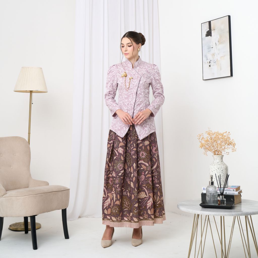 Blouse Janggan Lilac / Baju Wanita Adem Soft Lavender Modern / Kebaya Janggan Rok Angking Ungu