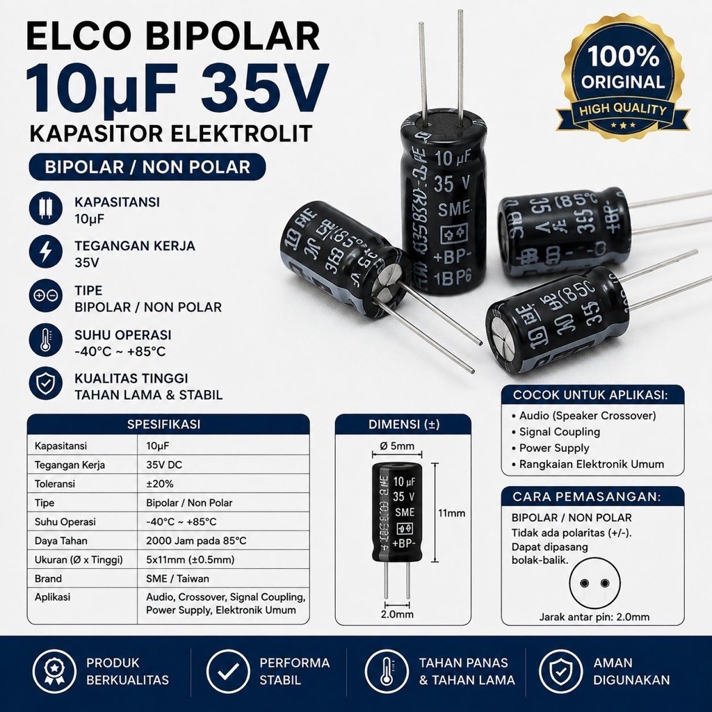 Elko Bipolar 10uf 35volt capasitor