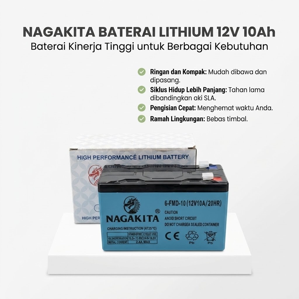 Aki Lithium Sprayer Elektrik / Baterai Tanki Semprot Lithium 12V 10AH