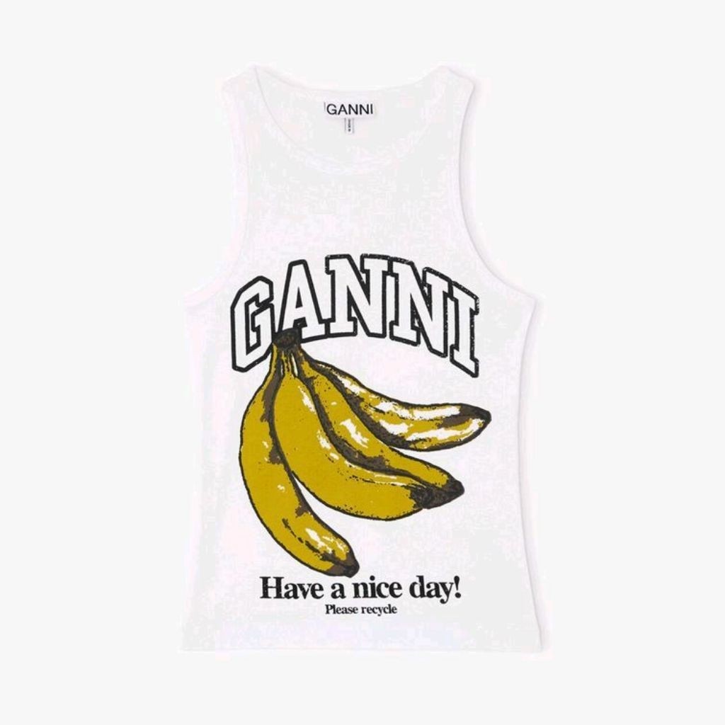GANNI WOMEN'S - GANNI COMPACT RIB TANK TOP - BRIGHT WHITE