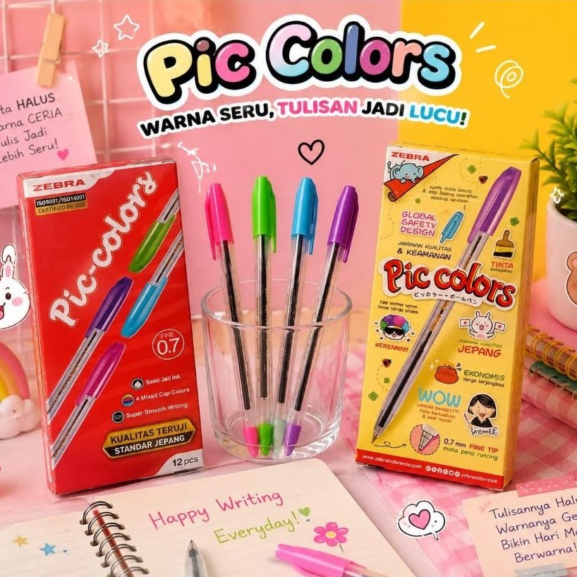 Pulpen Zebra Pic-Colors PicColors 0,7mm - 1 Lusin 12 Pcs / Zebra