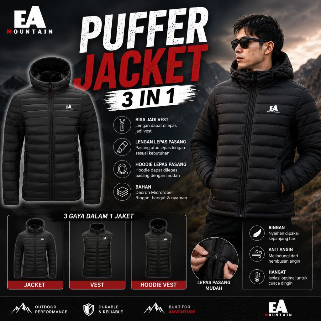 Jaket Dacron | Jaket Gunung Dacron | Puffer Jaket