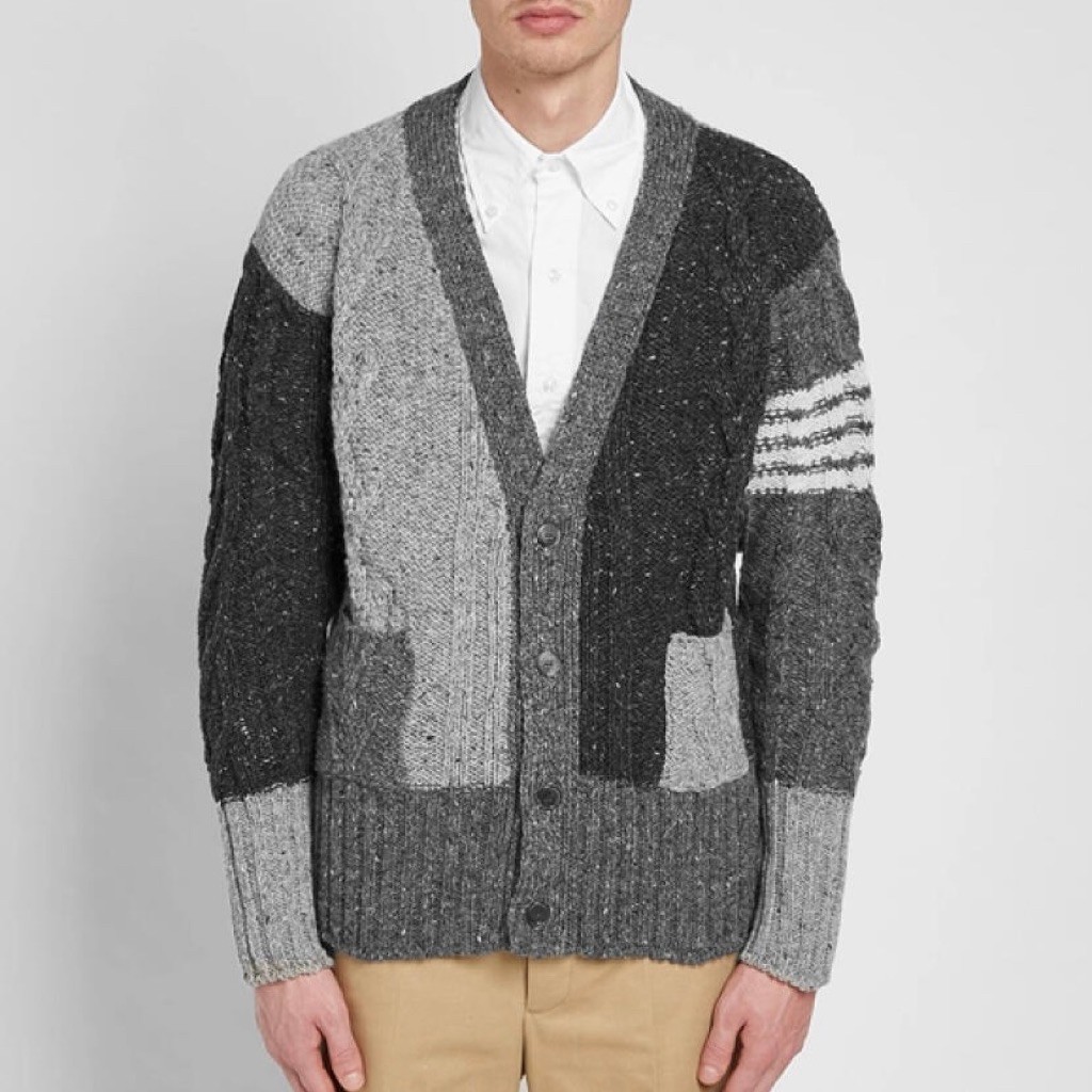 Thom Browne 4 Bar Cable Knit Cardigan Made in Ireland