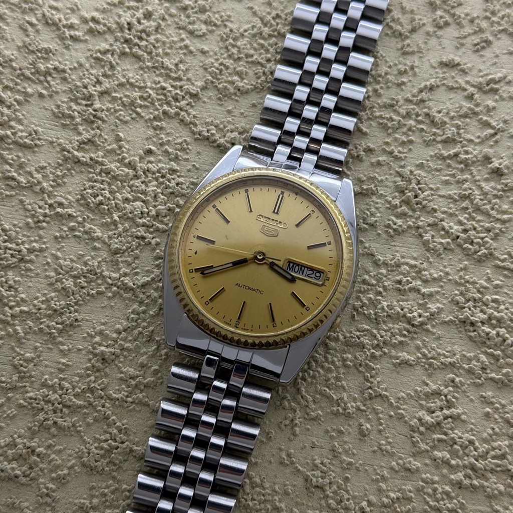 Arloji Jam Tangan Seiko 5 Presiden Two tone Second Preloved