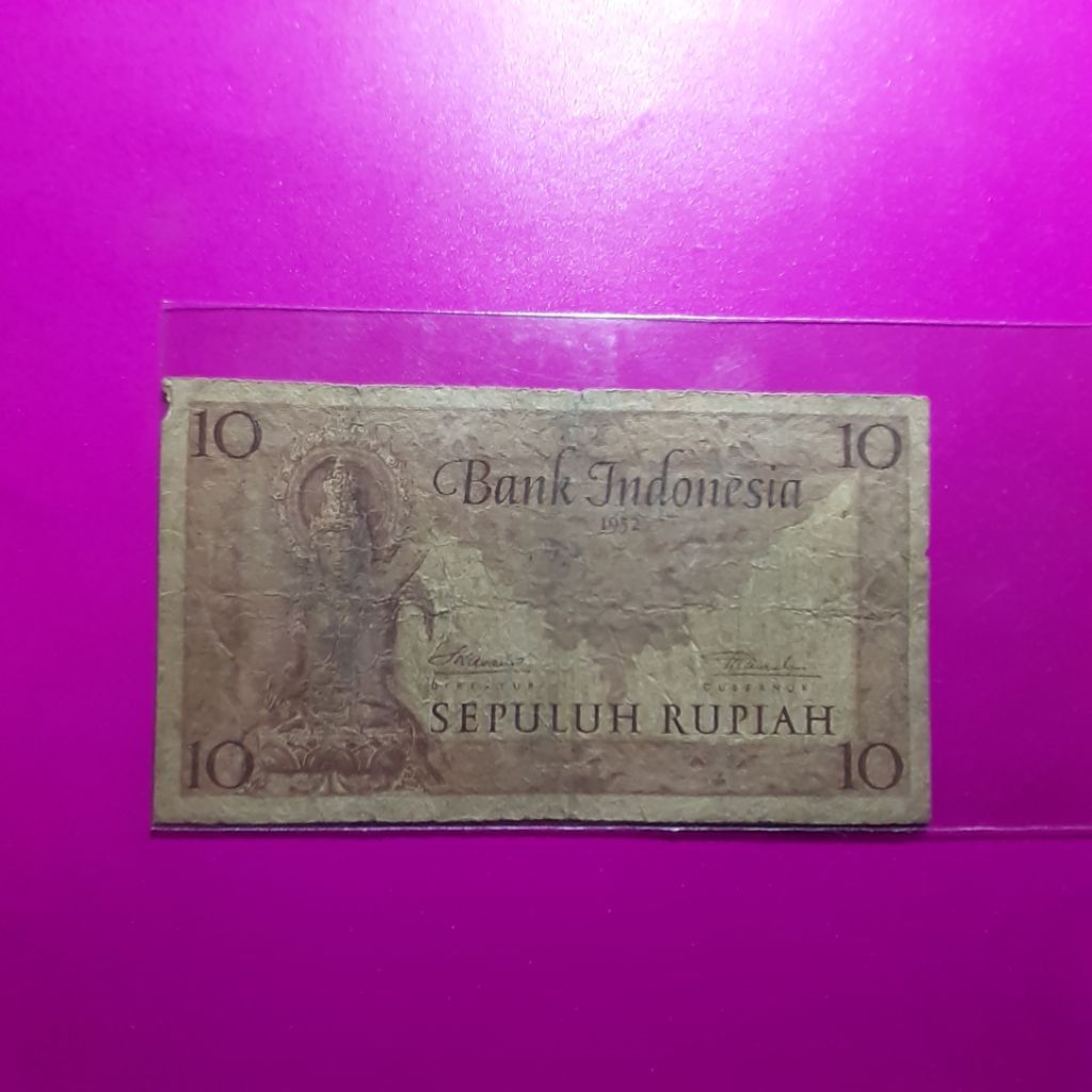uang kuno 10 rupiah budaya 1952