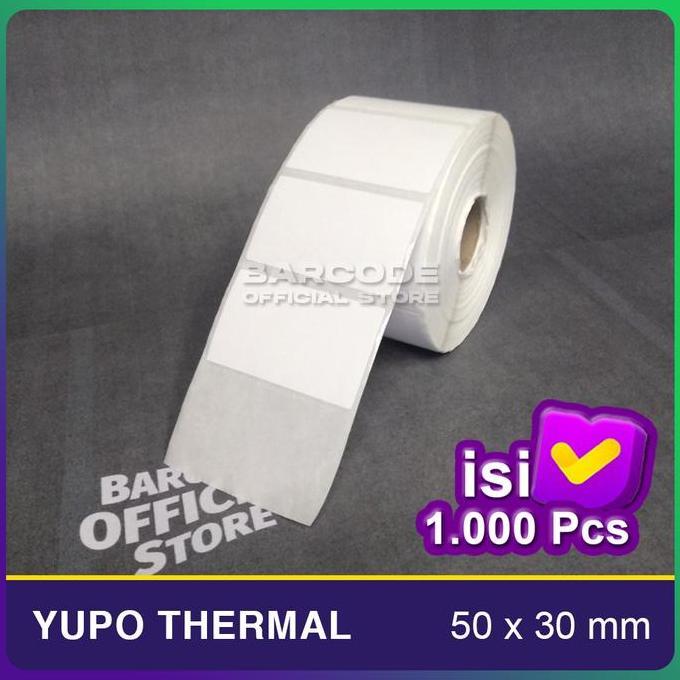 ORI Label Stiker Yupo Thermal 50x30mm 50x30 Barcode 50 x 30 mm isi 1000