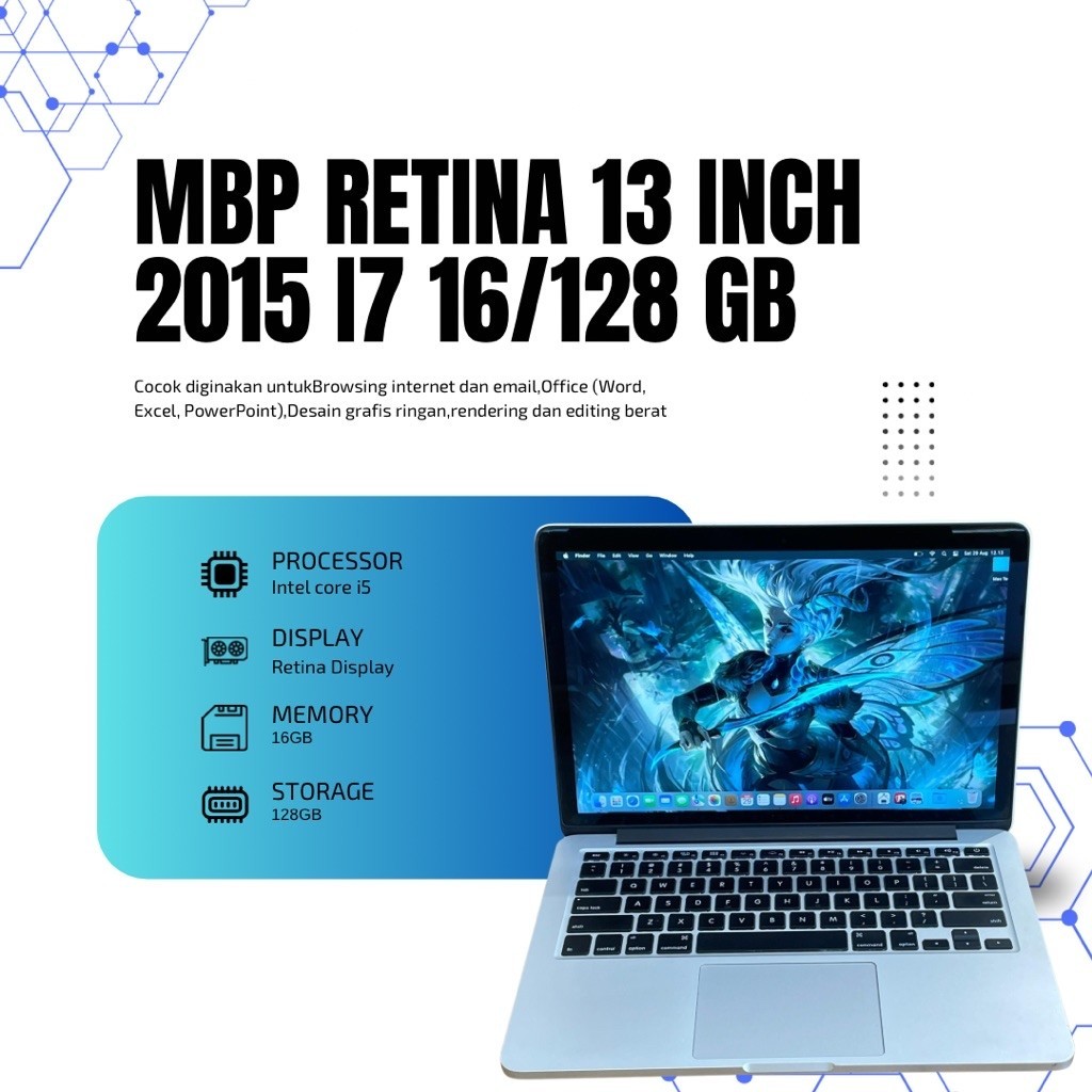 MACBOOK PRO RETINA 13INCH 2015|| INTEL CORE I7 || RAM 16 GB || SSD 256 GB