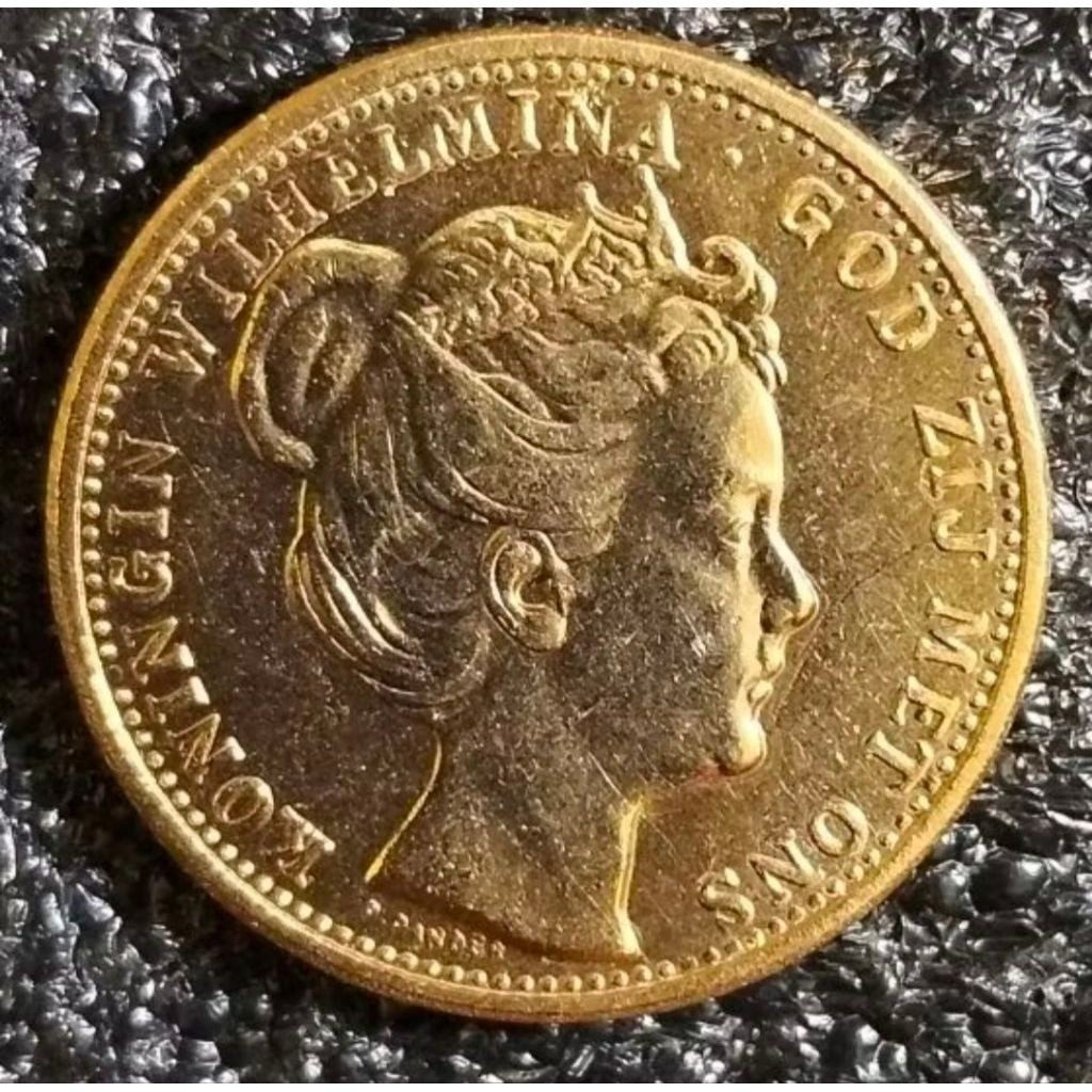 Koin Wilhelmina 10G Gulden 1898+kapsul