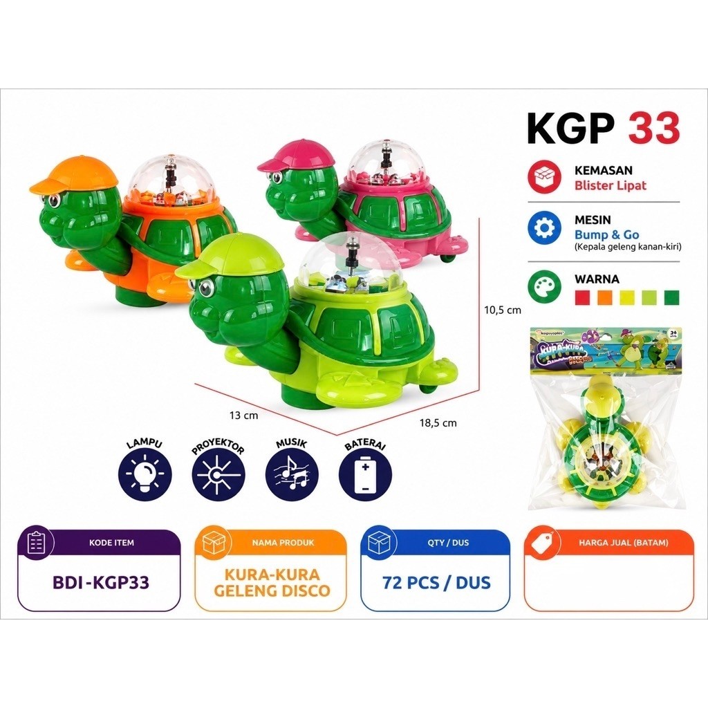 MAINAN ANAK KURA KURA GELENG DISCO BDI-KGP33