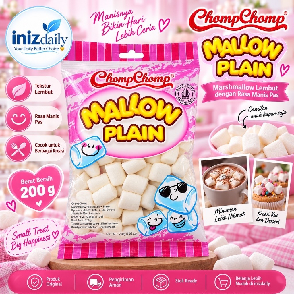 CHOMPCHOMP MALLOW PLAIN 200GR Marshmallow