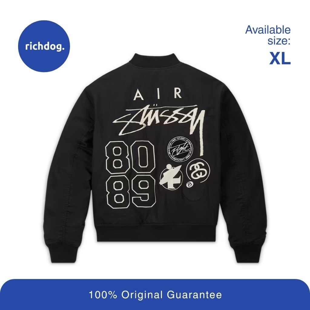 Nike x Stussy Reversible Varsity Bomber Jacket Black/Sail