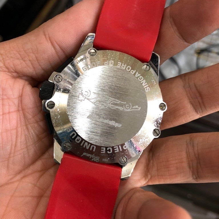 jam tangan pria otomatis sport klasik strap merah rubber
