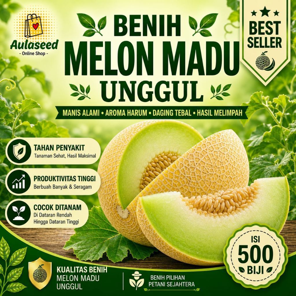 (500 Butir) Benih Biji Melon Madu> Bibit Melon Madu>+ Bonus