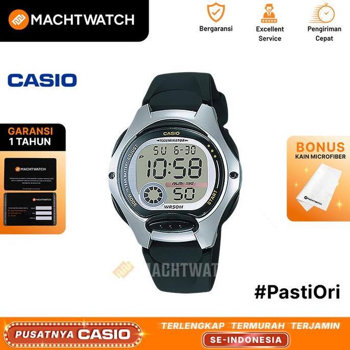 Jam Tangan Unisex Casio Standard Lw-200-1Avdf Lw200 10 Years Battery Life Black Rubber Band [Machtwa