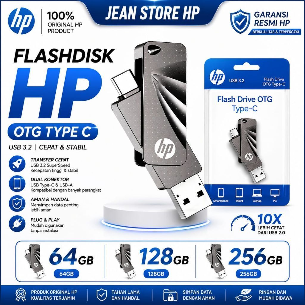 FLASHDISK HP 64GB 128GB 256GB 3.2 762C OTG TYPE C
