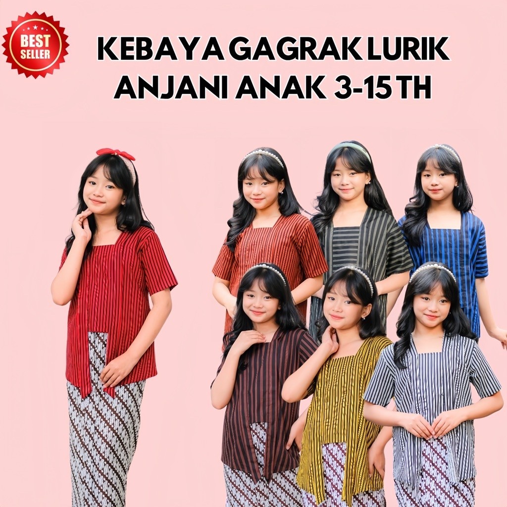 LURIK ANAK ANJANI KEBAYA LENGAN PENDEK ROK PANJANG PAUD-SMP