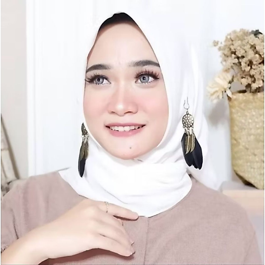 Aksesoris wanita Anting hijab tusuk bulu warna