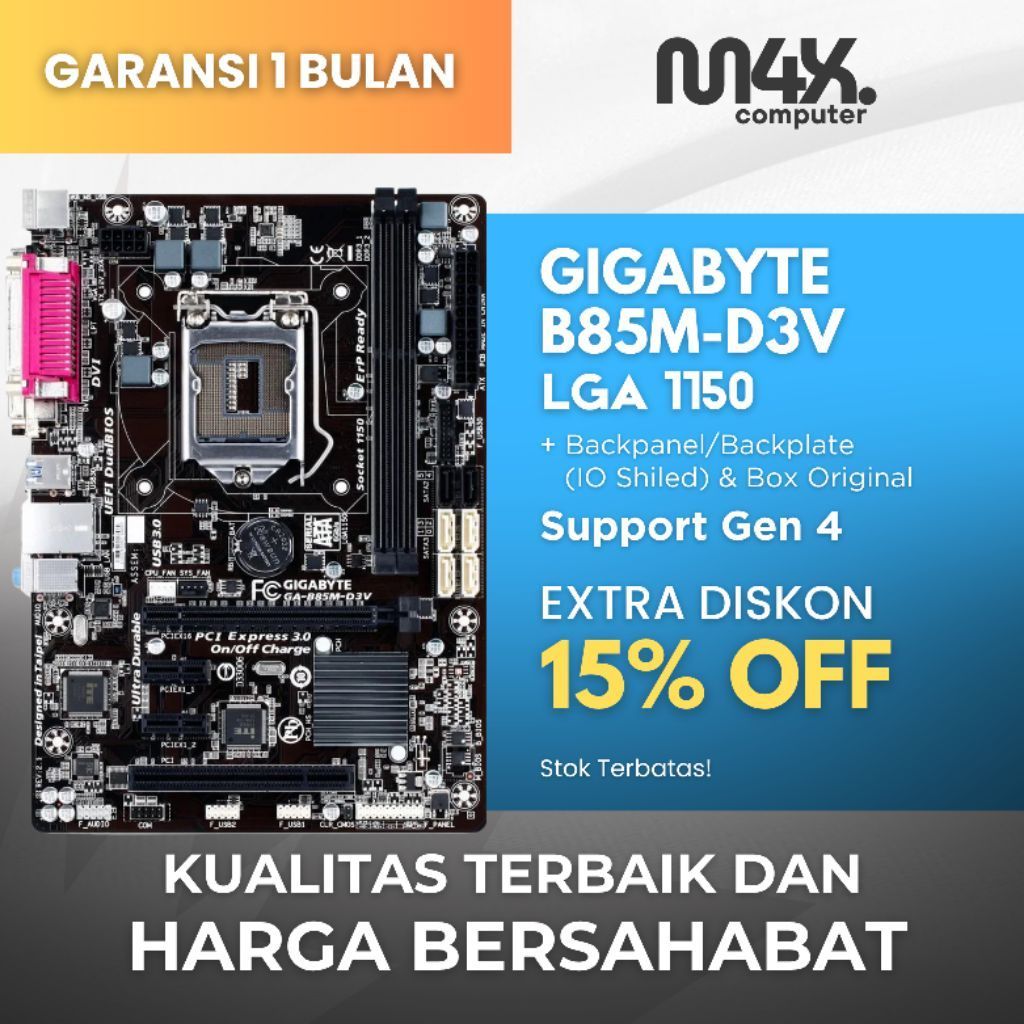 Motherboard Gigabyte B85M-D3V Intel Socket LGA1150 DDR3 Mobo B85M