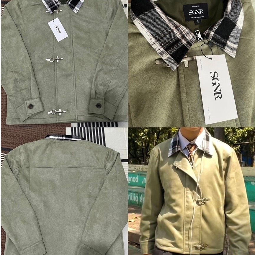 (NEW) Jaket Signore Clasp Suede Mix Flannel Sage Green size S