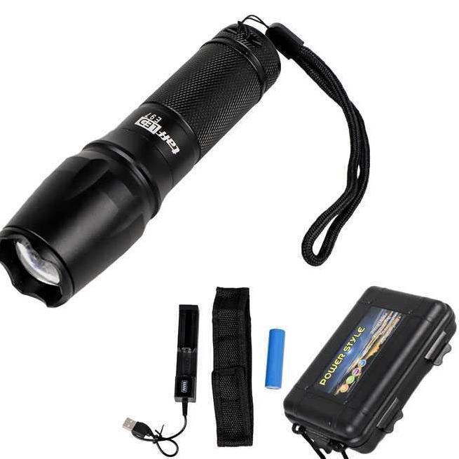 BIXNOS Senter Led Taffled E97 Flashlight 3000 Lumens Baterai + Charger + Box