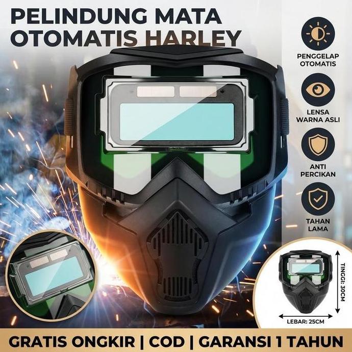 QATRASUN Topeng Las Pelindung untuk Pekerjaan Logam Pelindung Wajah Otomatis Gelap dengan Lensa Warn