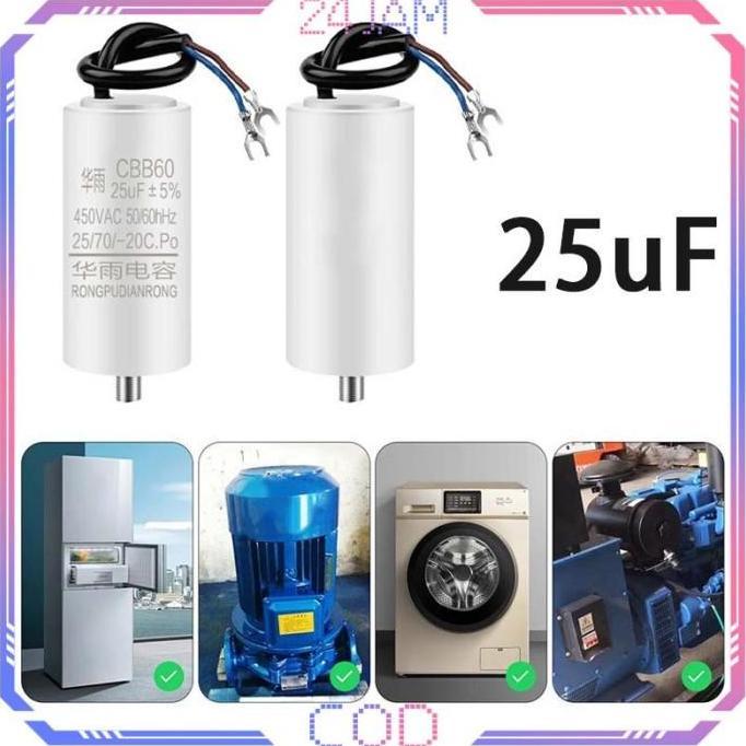 RAFENU Kapasitor Kompresor Listrik 25uf Kapasitor Cbb60 25uf Kapasitor 25uf 450V Capacitor