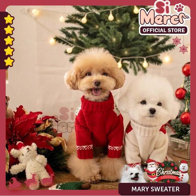 RAFENU Si Merci Baju Sweater Turtleneck Hewan Natal Couple Anjing Kucing Rajut Christmas | Mary Swea