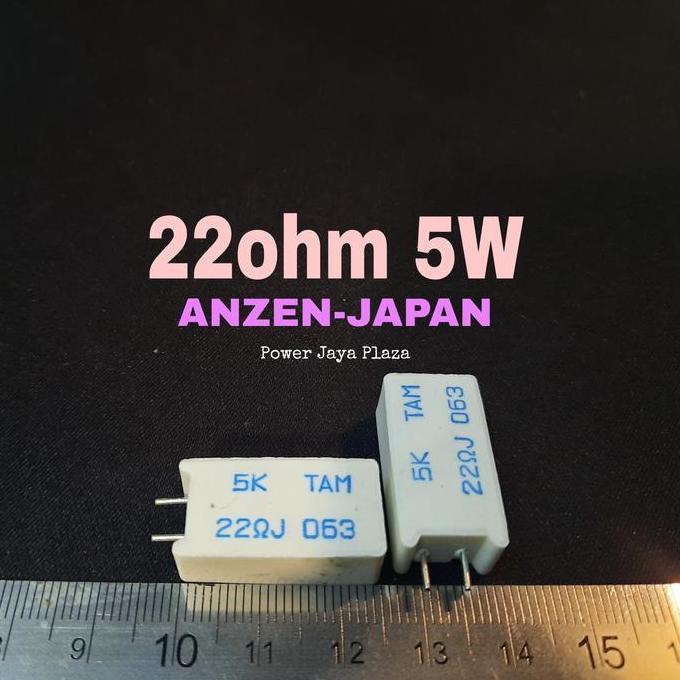 22OHM 5W MODEL BERDIRI MSH ASLI JAPAN RESISTOR 22 OHM 5WATT MERK ANZEN PJP79