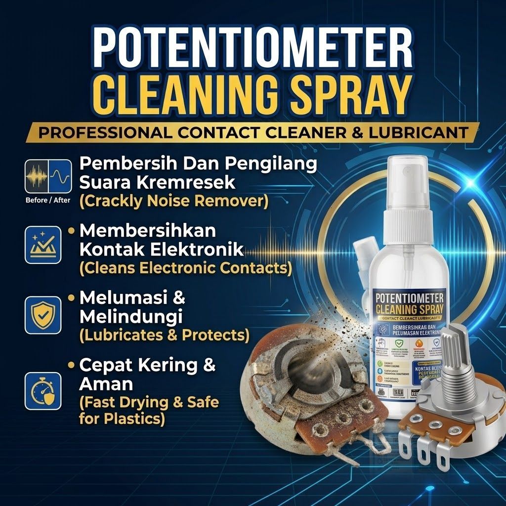 Potensio Cleaning Spray Contact Cleaner Pembersih Dan Pelumas Elektronik Serbaguna Menghilangkan Oks