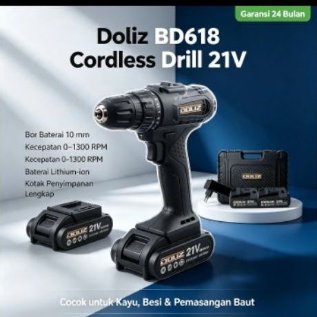 Doliz BD618 Mesin Bor Cordless Drill 21V