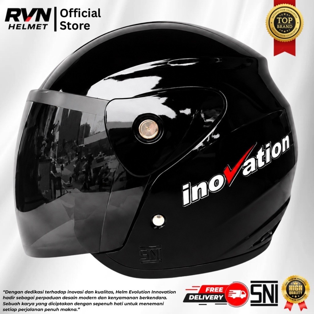 Helm Gm Evolution - Black Gloss/Doff Dewasa Pria Wanita SNI Half Face