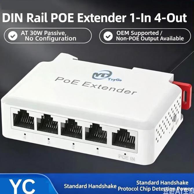 Yc Ieee802.3Af/At 30W Poe Extender Switch 10/100Mbps 1In 3Out / 1In 4Out / 1 To 3 / 1 To 4