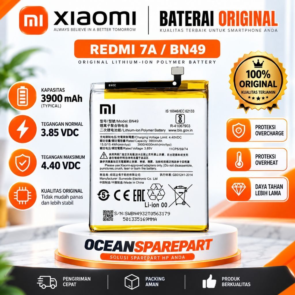 Baterai Batre Battery Redmi 7A BN 49 Original Battery Batrai Redmi 7 A BN49 Original