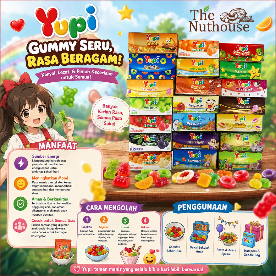 YUPI Gummy Fangs Mix Bears Ice Cream Cone Little Star Exotic Mango Berribonz Gummy Cookies Wotta-Mel