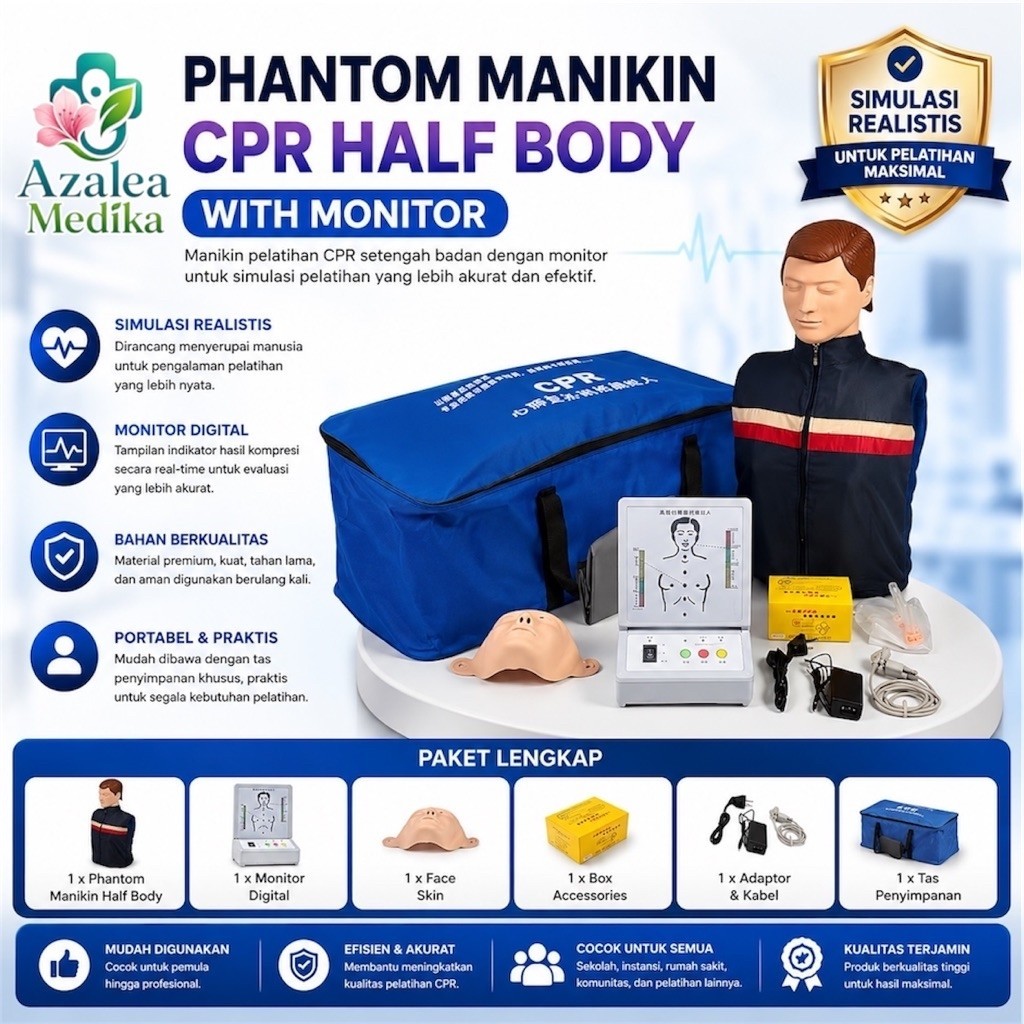 Phantom Manikin Advanced Fully Automatic Half Body CPR Training Manikin for Emergency / Boneka Manek
