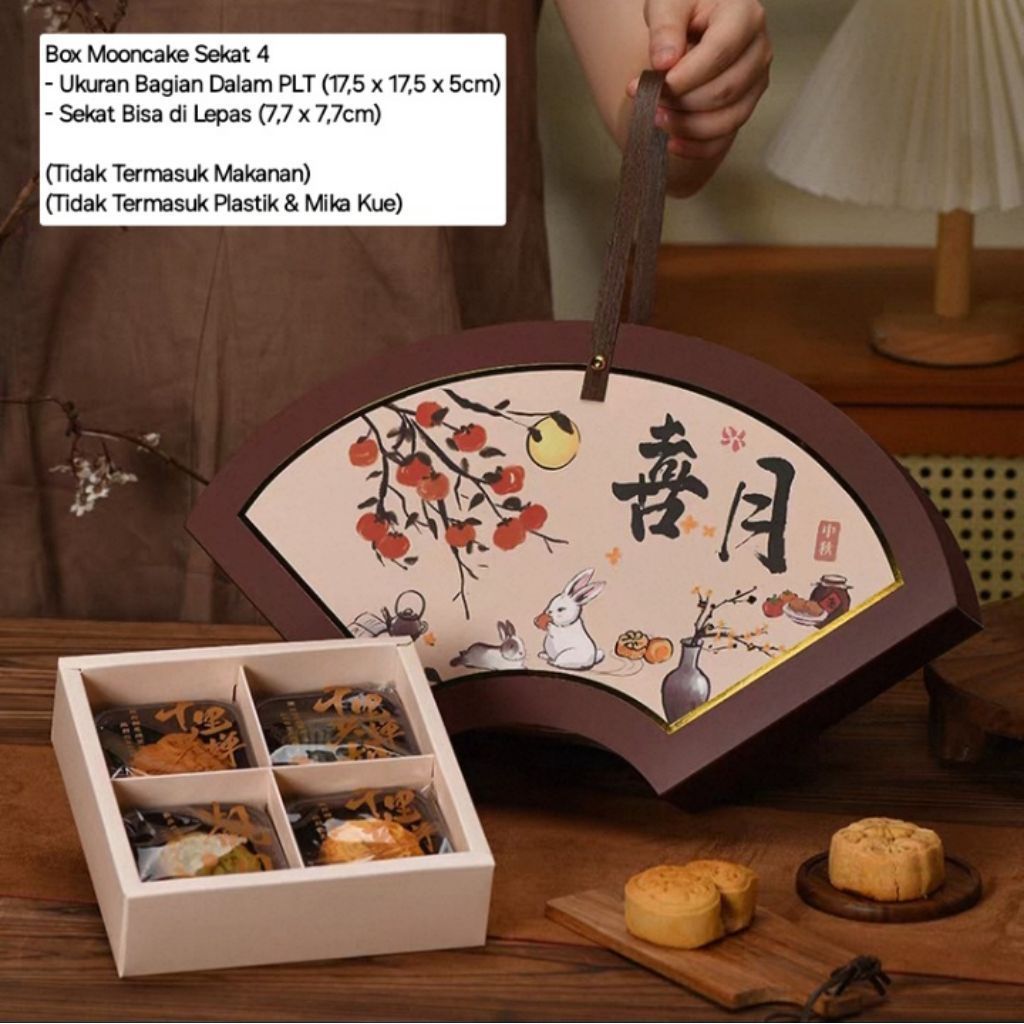 Kotak Mooncake Sekat 4 | Box Mooncake 50gr - 75gr | Kotak Kue Bulan 50gr - 75gr
