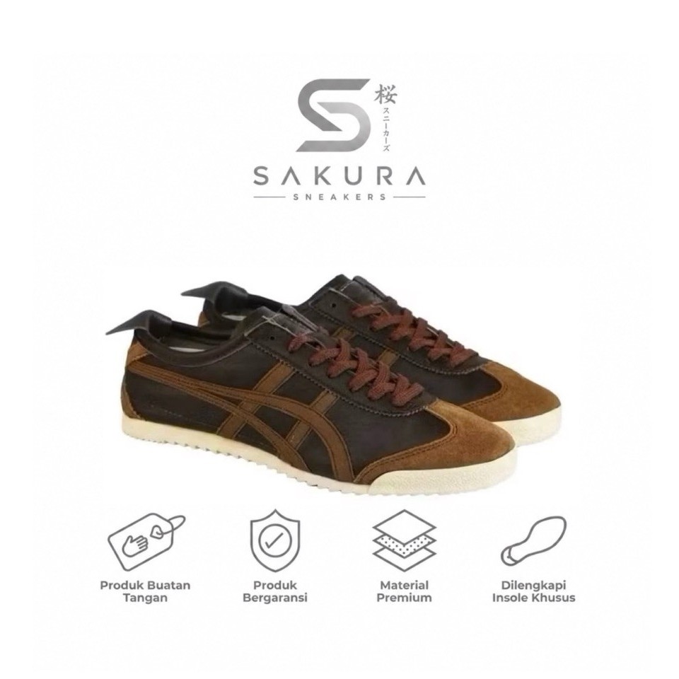 Sepatu Pria Wanita  Sneakers Onitsuka Tiger Mexico 66 Japan Brown