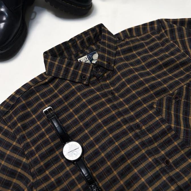 Kemeja flanel semi wool premium lengan panjang unisex kemeja pria dan wanita motif kotak 31