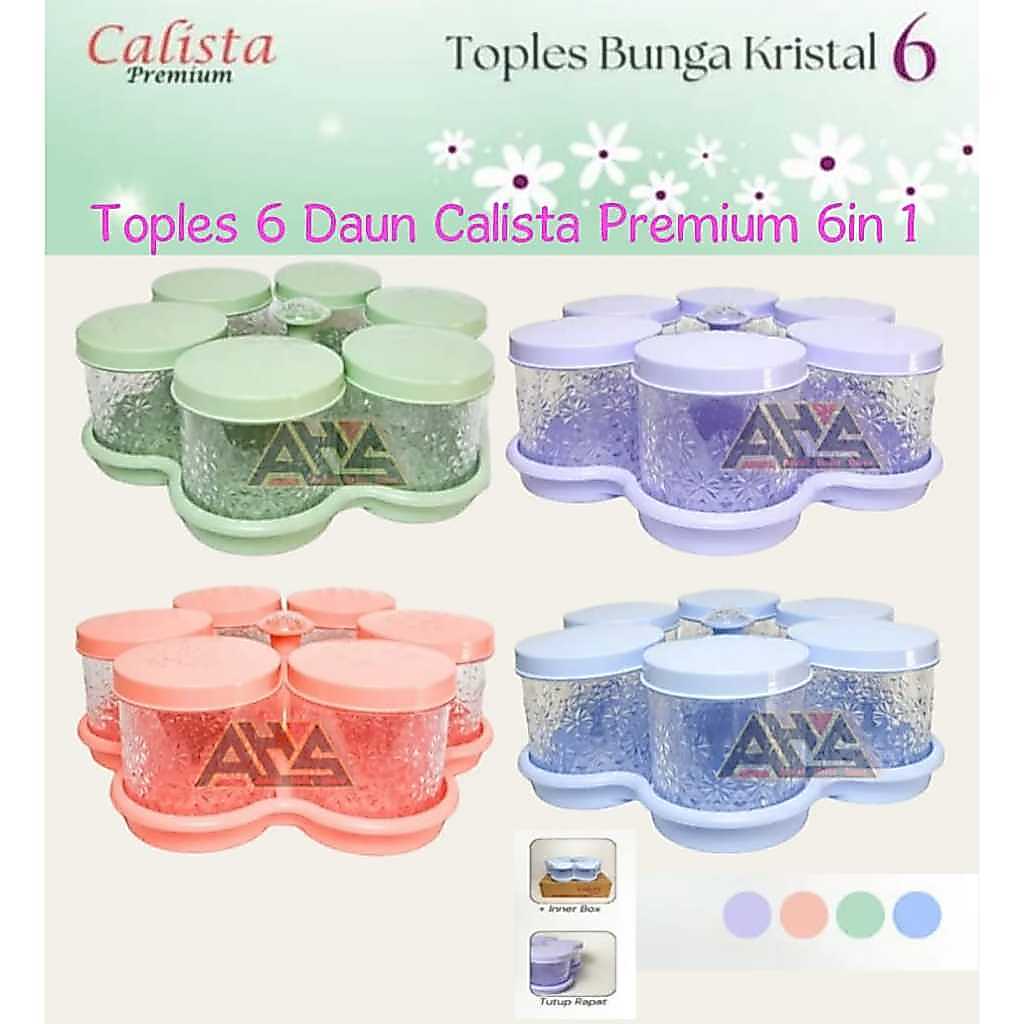Toples Calista 6 Daun + Nampan Set 6in 1 Premium/Tempat kue kering lebaran/Toples Viral