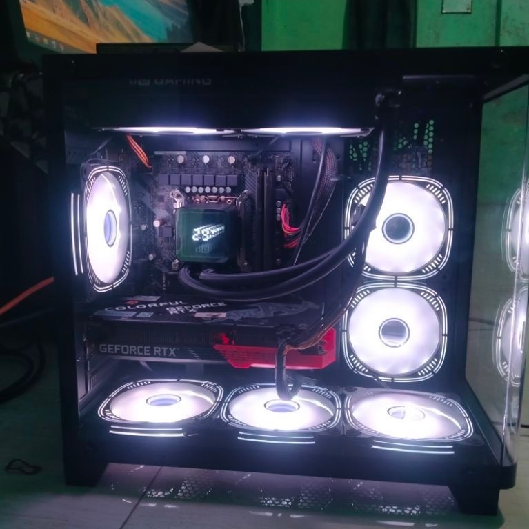 PC Gaming Desktop dengan Case Tempered Glass dan 6 Fan LED, GPU NVIDIA GeForce RTX 3060 12Gb