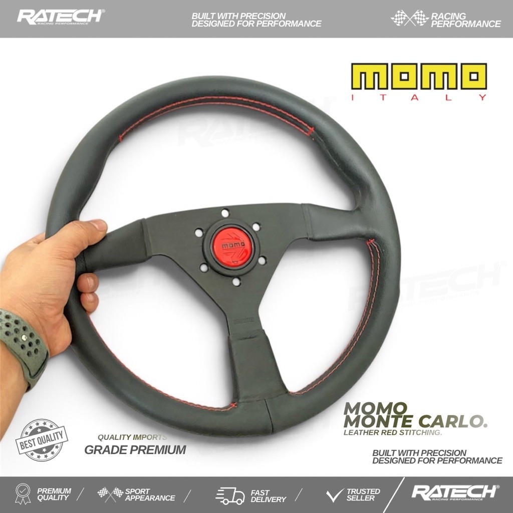 MOMO MONTECARLO RED LEATHER GRADE ORI 1:1 | MOMO MONTECARLO STEERING WHEEL | STIR MOMO MONTECARLO PR