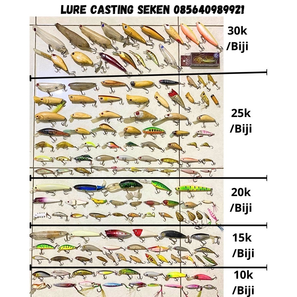 Lure umpan casting Second bekas untuk hampala, gabus dan ikan muara seperti swimmer popper softrog W