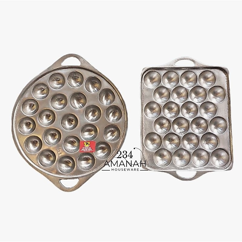 Cetakan Bola Bola Mie Takoyaki Mini Telur Congkel Bahan Aluminium isi 22 dan 24 lubang