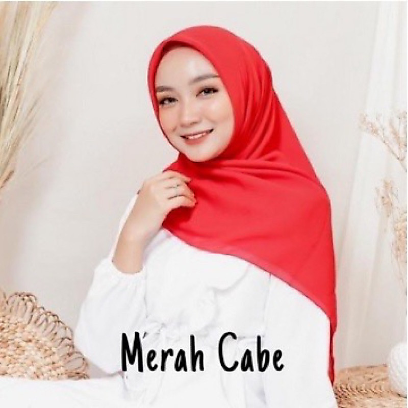 Kerudung Segiempat Polos BELLA SQUARE Hijab Pollycotton Jilbab Bela Merah Cabe Premium