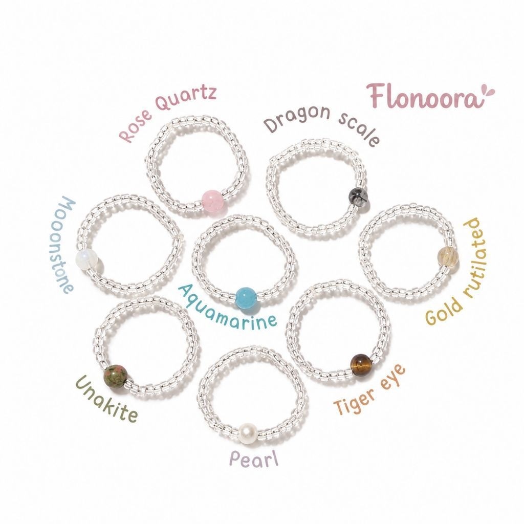 Beads stone crystal rings / cincin manik / rings stone / cincin lucu / cincin batu