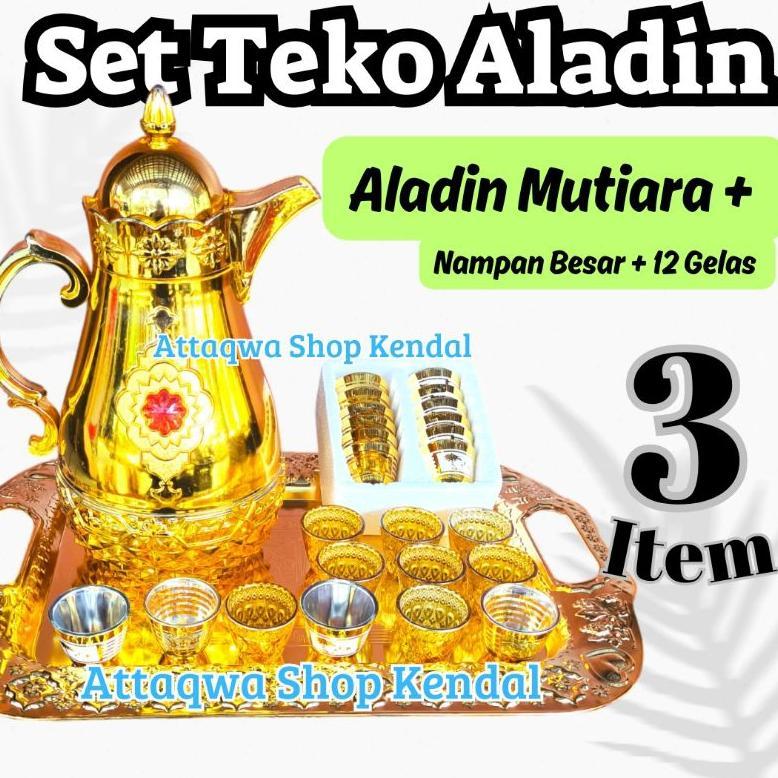 Set Teko Aladin Sultan 3 Item (Teko+ Nampan+ Gelas Arab)