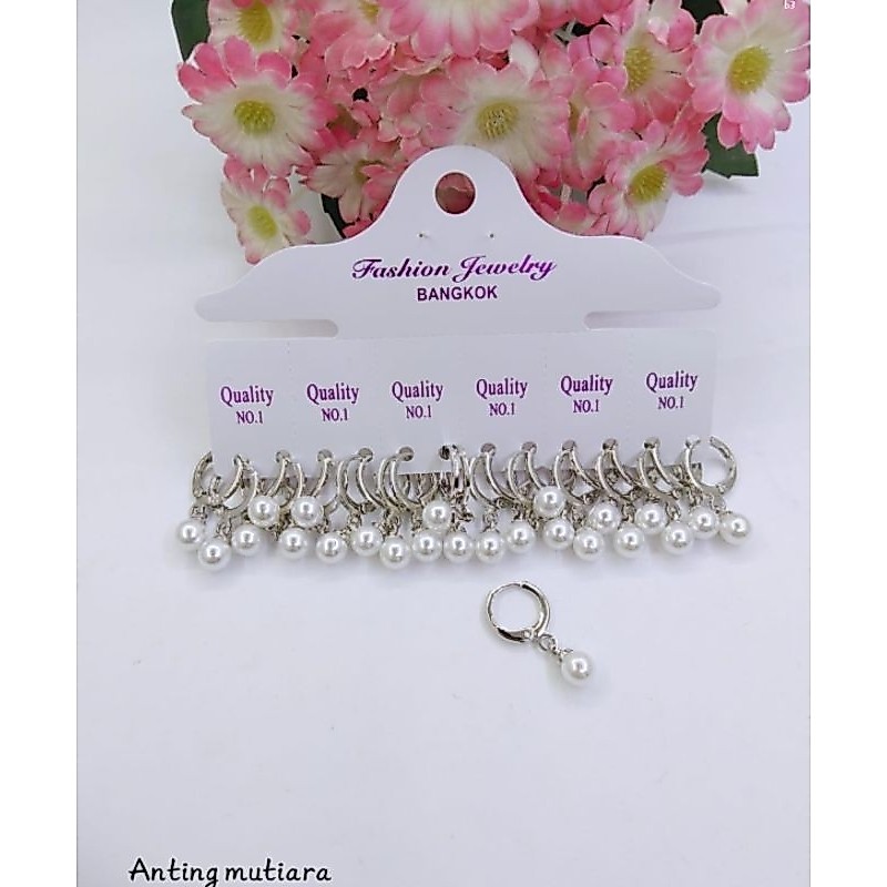 12pasang anting jepit xuping silver anting mutiara dewasa/remaja