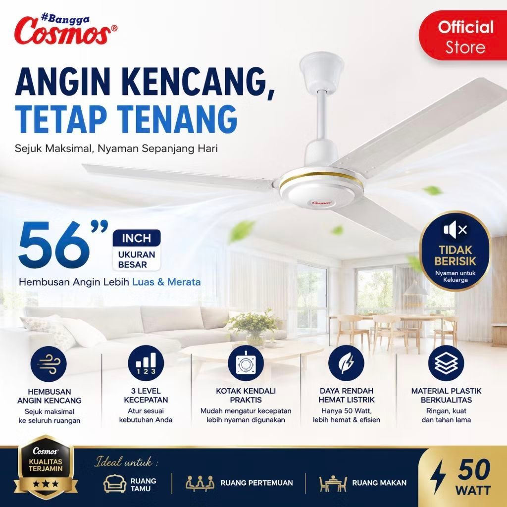 COSMOS Kipas Angin Baling Baling / Ceiling Fan 56" inch 56-CBA ( Kipas Gantung 56 INCH )