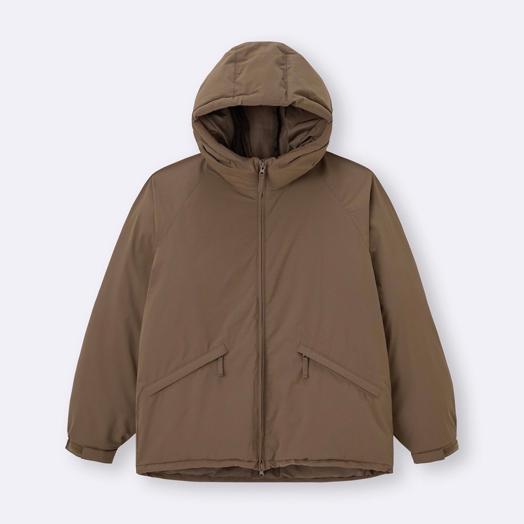 (S) GU Uniqlo Seamless Heat Padded Puffer Parka Jacket.