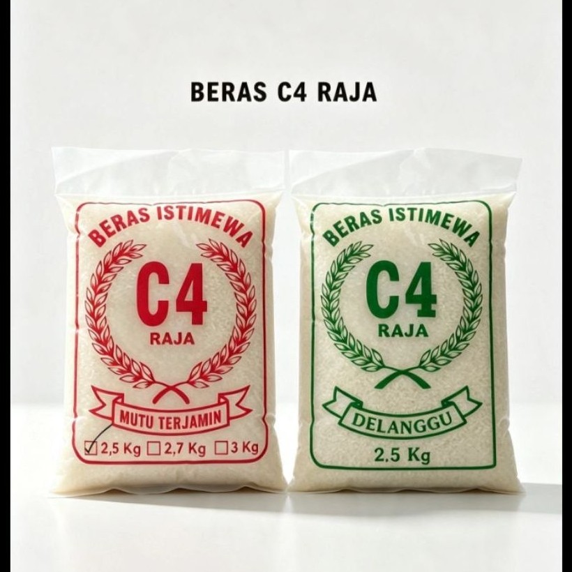 Beras C4 Delanggu 2,5kg/C4 Raja Mutu Terjamin 2,5kg-Pulen, tanpa pengawet, tanpa pemutih